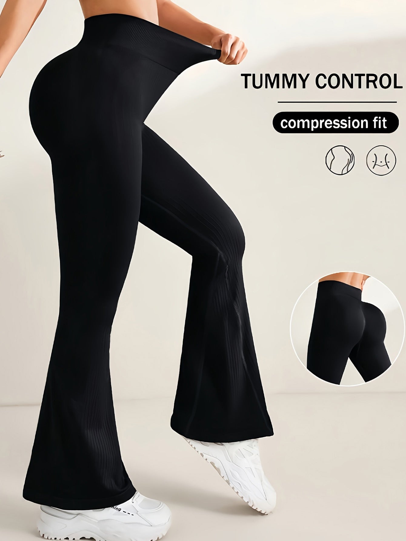 2er Set Ultimate High Waist Schlag Leggings Black