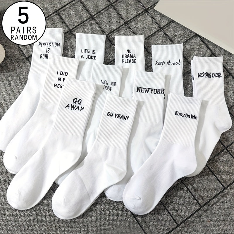 5-Paar Sportsocken mit Überraschungssprüchen